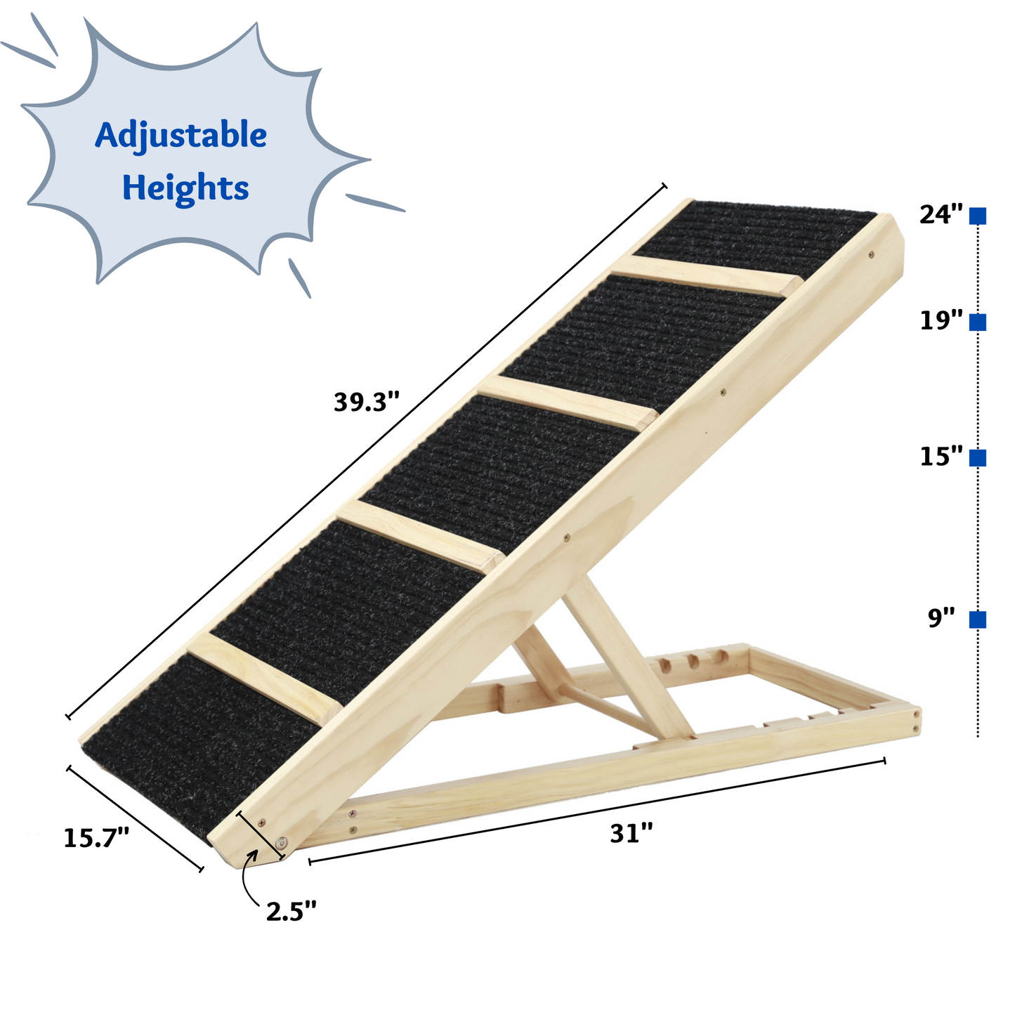 Dog ramp with dimensions